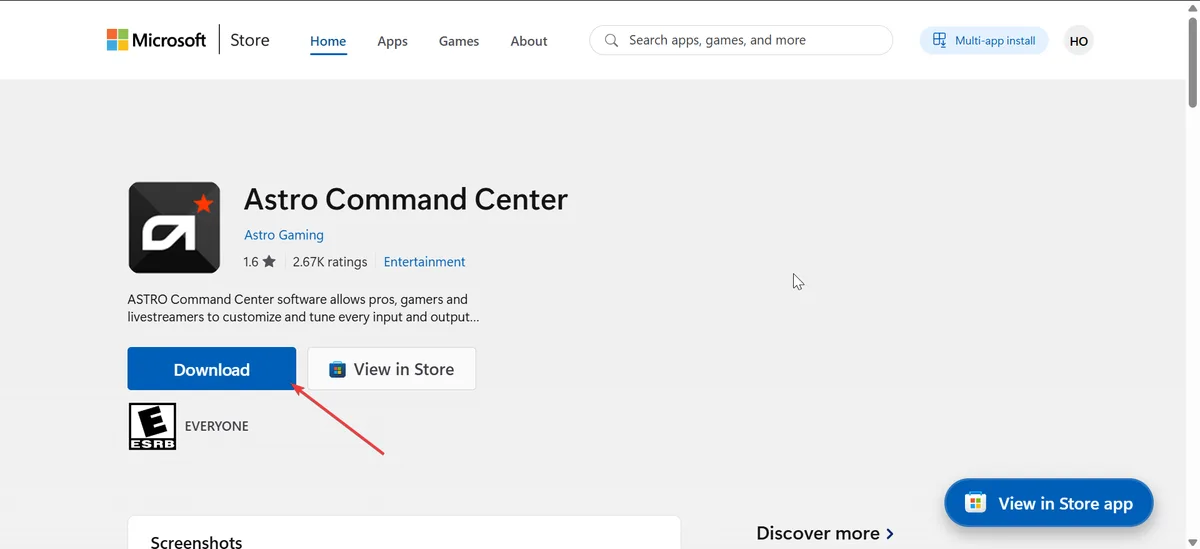 Astro Command Center factory reset