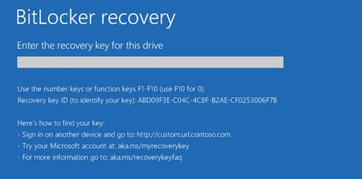 BitLocker recovery key prompt