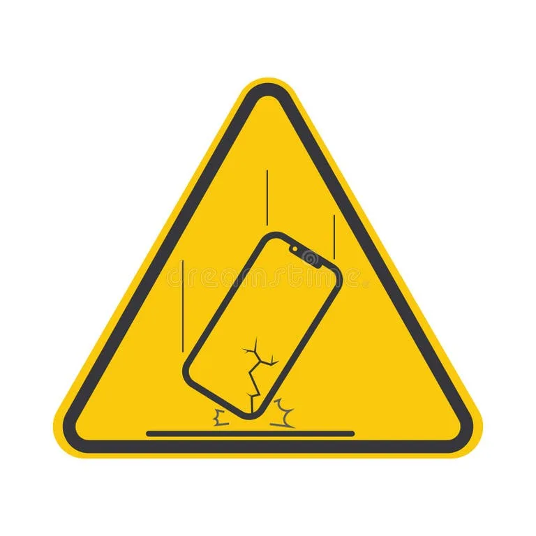 caution sign on smartphone screen