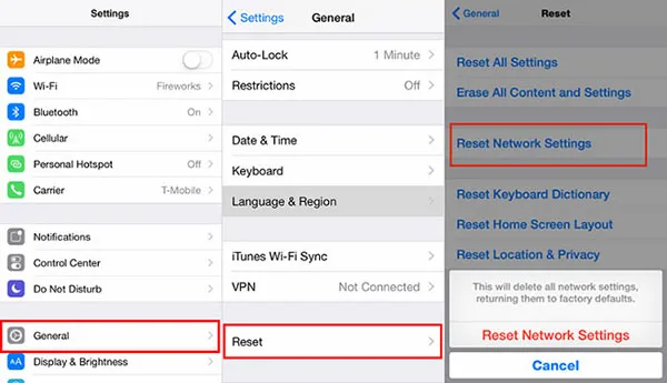 confirmation pop-up reset network settings