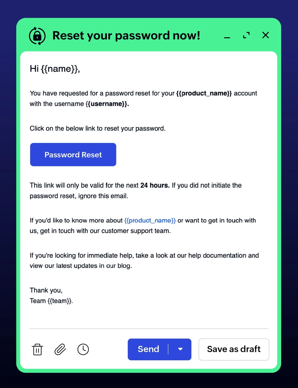 email password reset
