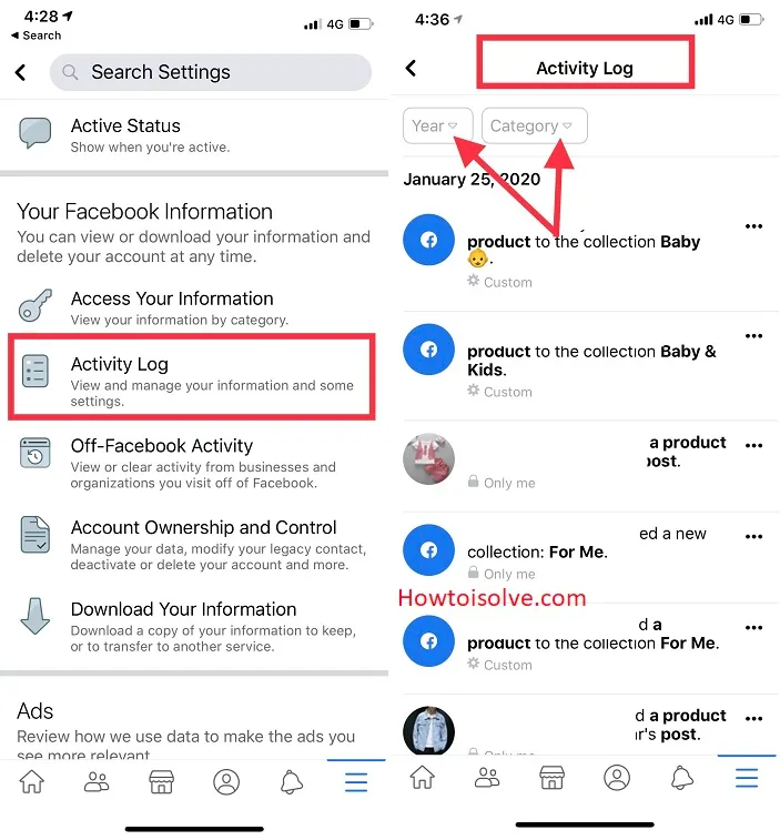 facebook activity log delete likes