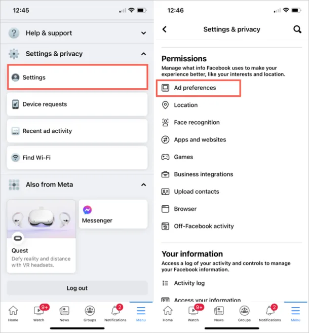 facebook ad preferences clear interests
