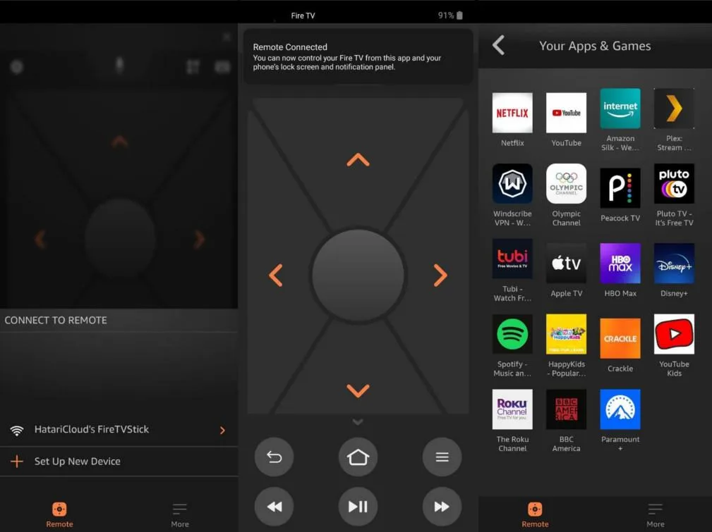 Fire TV app on smartphone