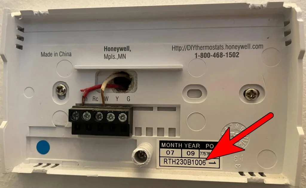 Honeywell thermostat model number location
