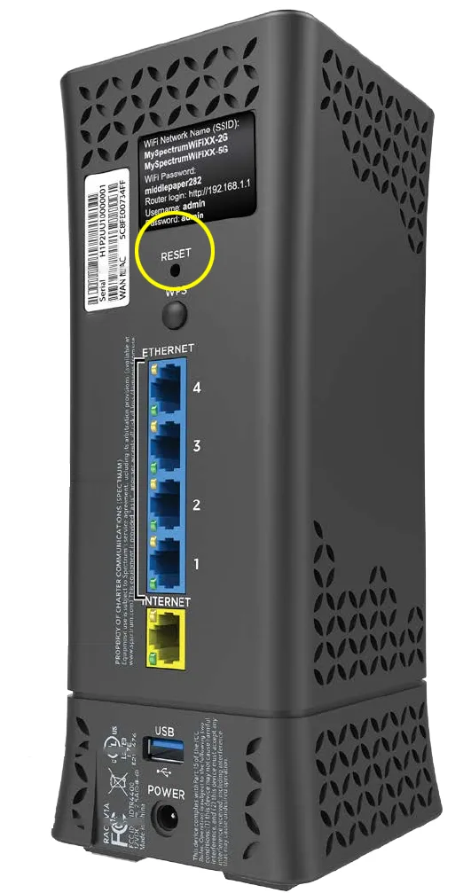 how to reset spectrum modem