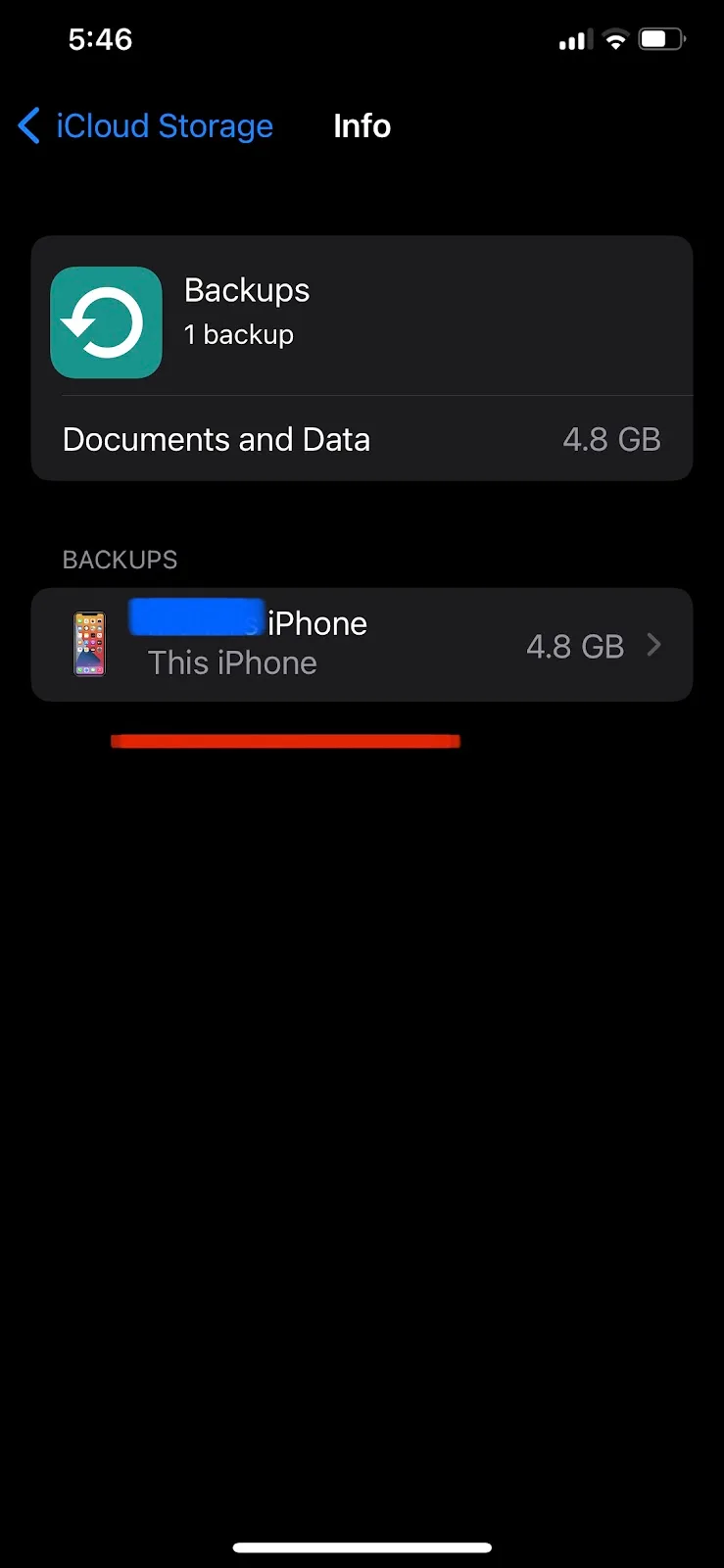 iCloud backup in progress