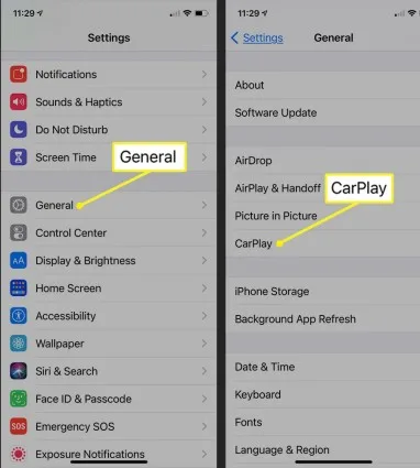iPhone CarPlay settings