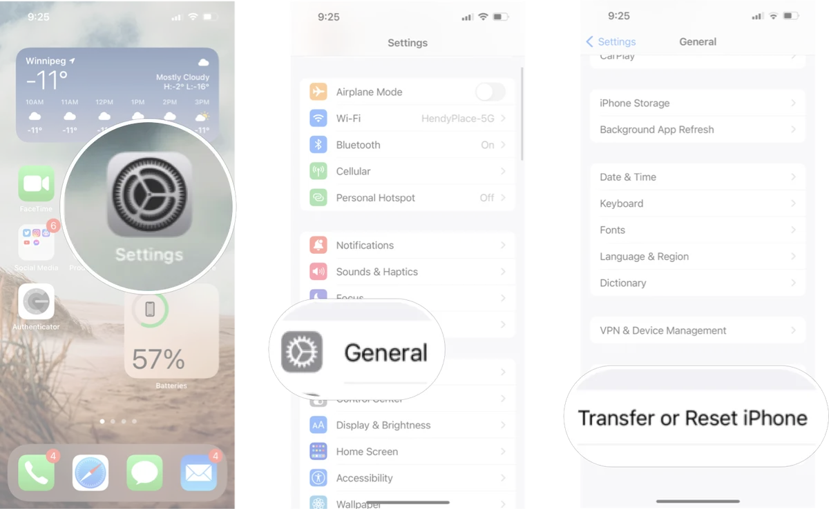 iPhone Settings menu