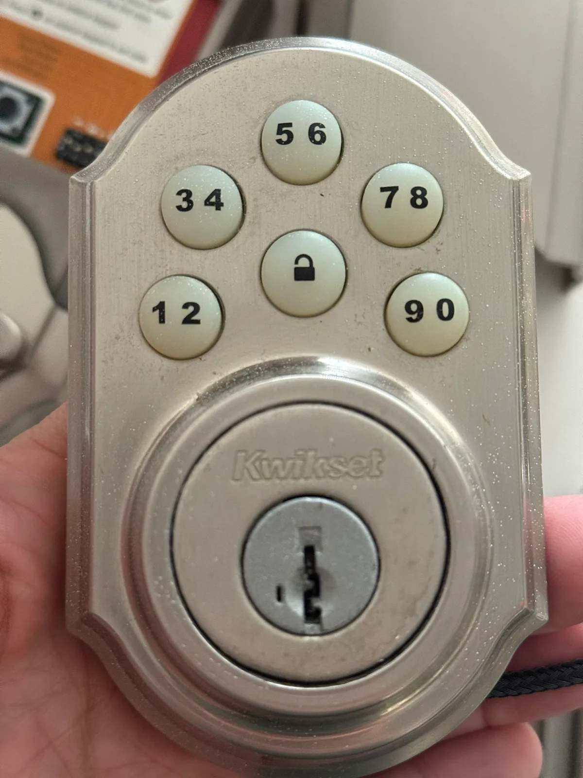 Kwikset deadbolt keypad close-up