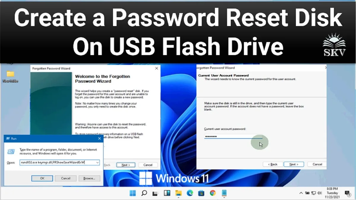 Password reset disk on USB