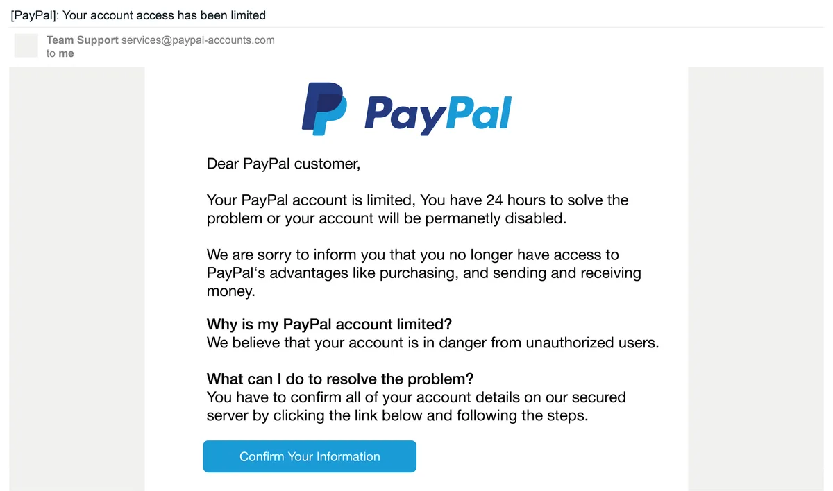 phishing email