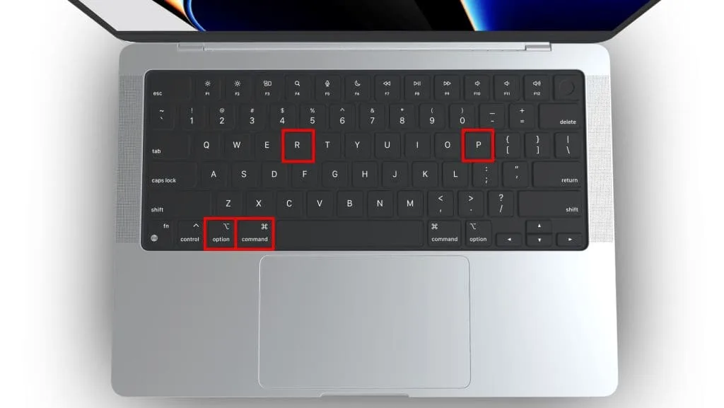 pressing Command Option P R keys on Mac keyboard