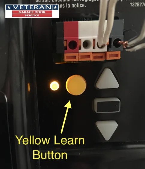 pressing Learn button on garage door opener