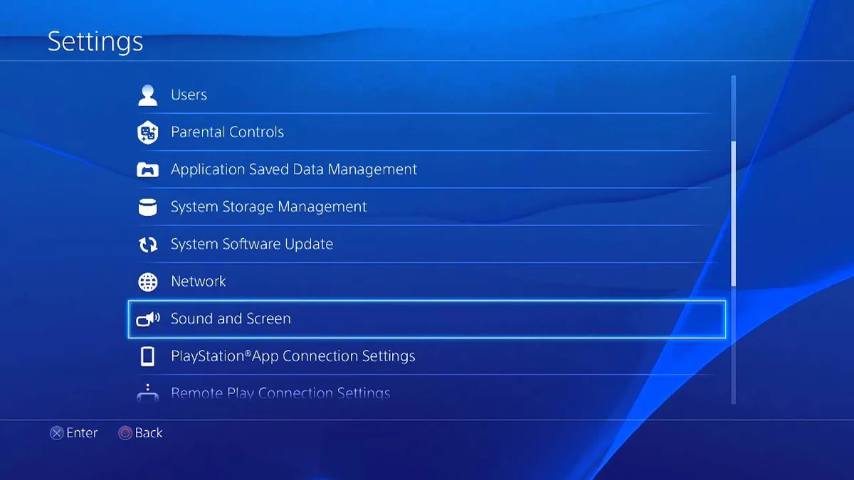 ps4 settings menu initialization