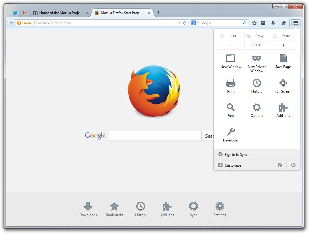 reset firefox