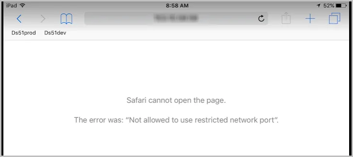 Safari error page