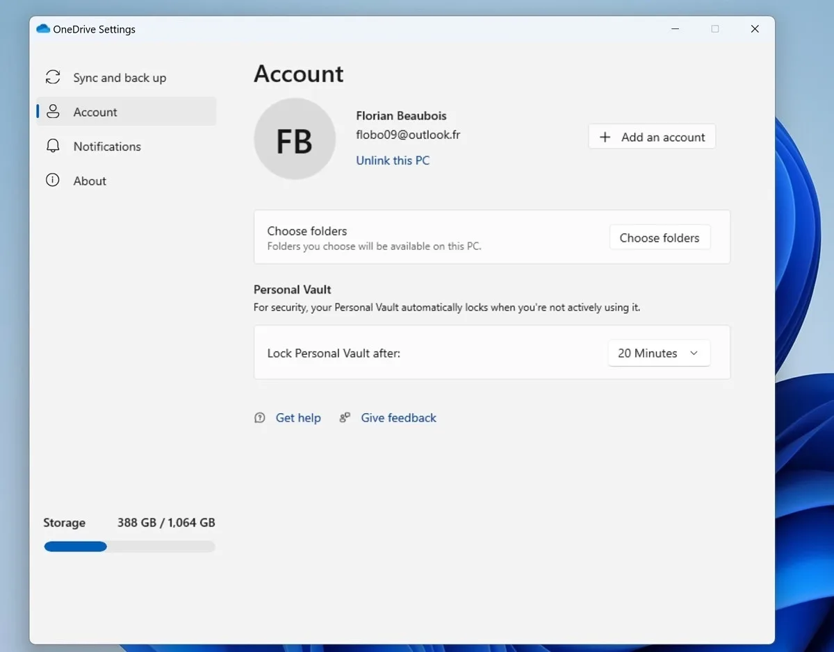 unlink onedrive