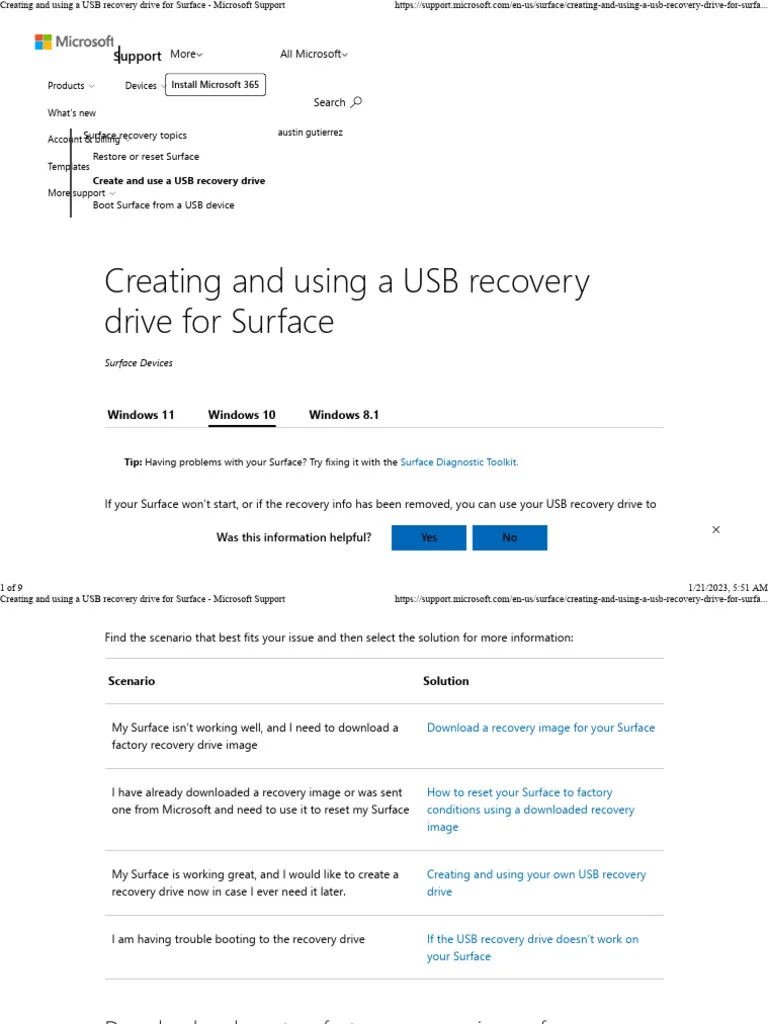 USB recovery drive Windows