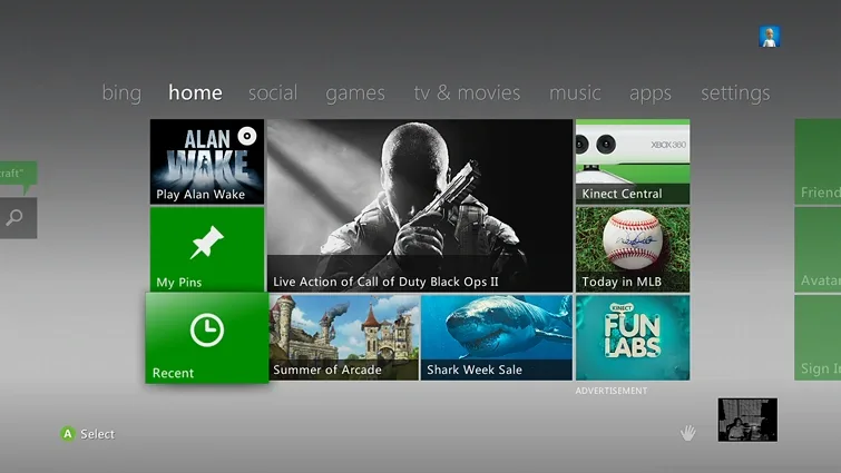xbox 360 dashboard settings
