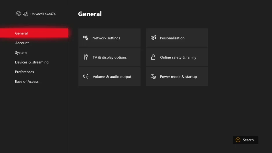 xbox one dashboard settings