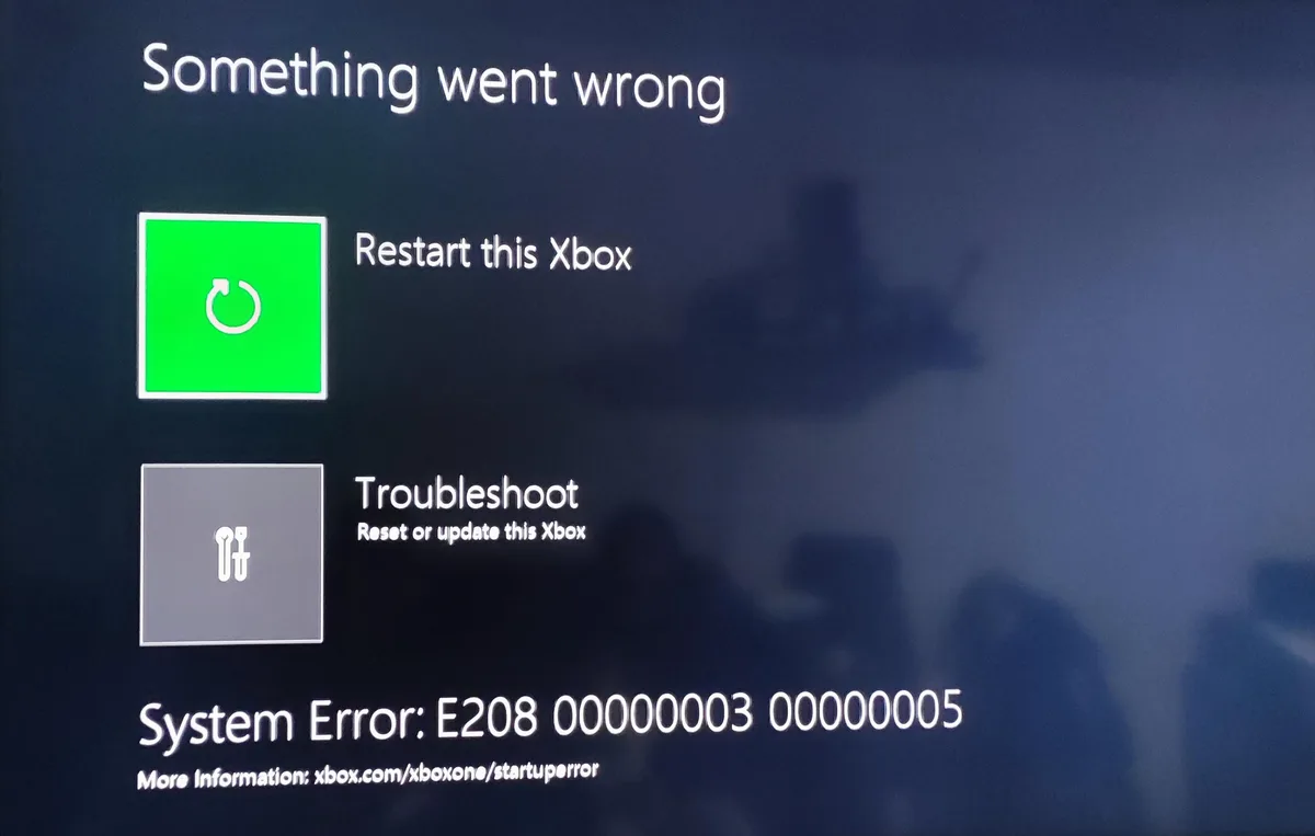 xbox series s error screen